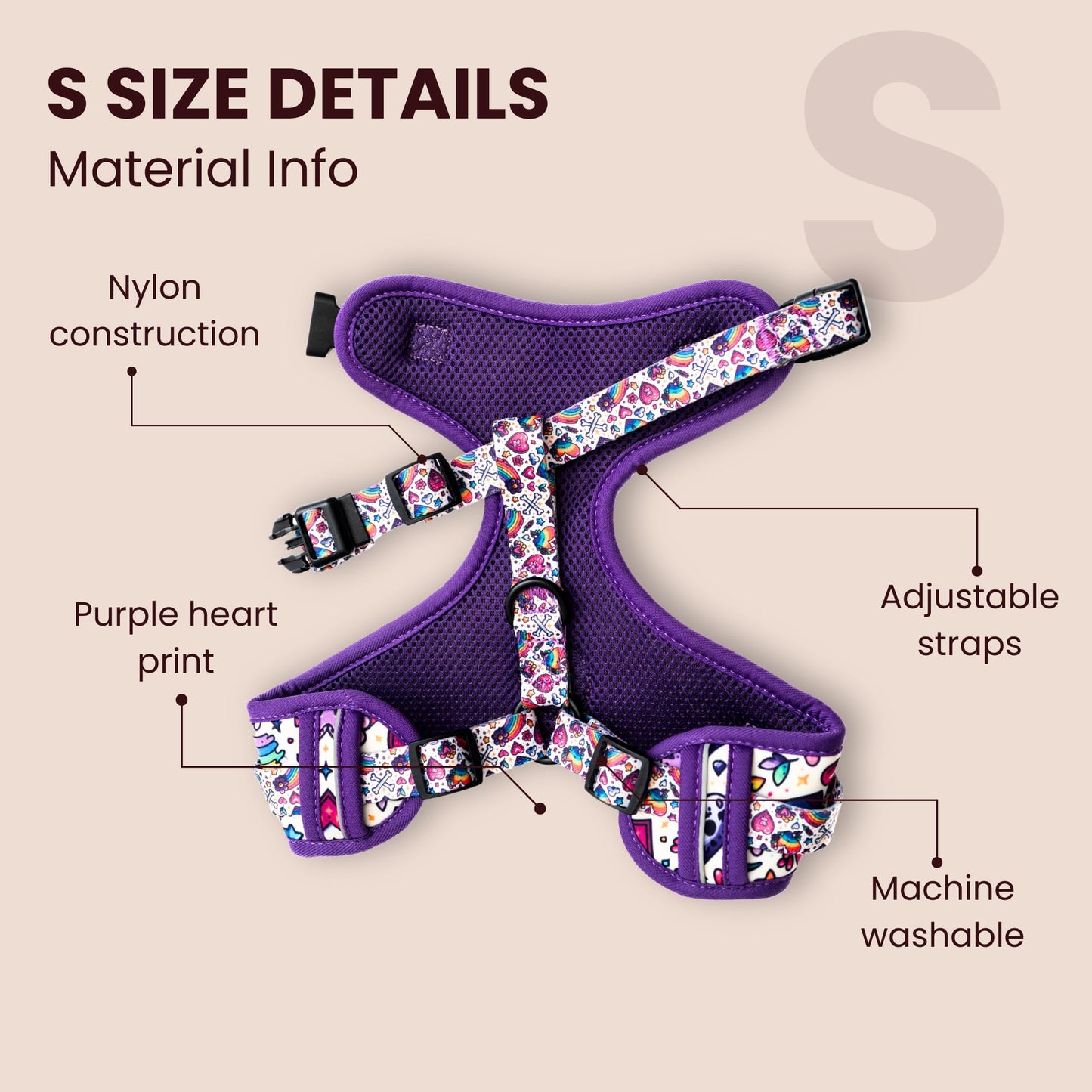 Dog Harness and Leash Set - Small Dog Harness No Pull Step in Reflective Puppy Harness - Pet Leash and Vest - Pink Galaxy (XL)