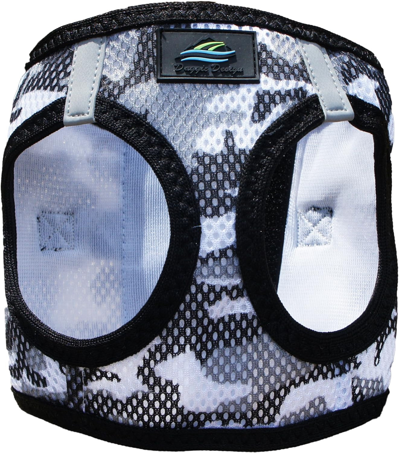 American River Step in Mesh Ultra Choke Free Dog Harness Safety Reflective Strips Camouflage Print Collection - Gray Camo