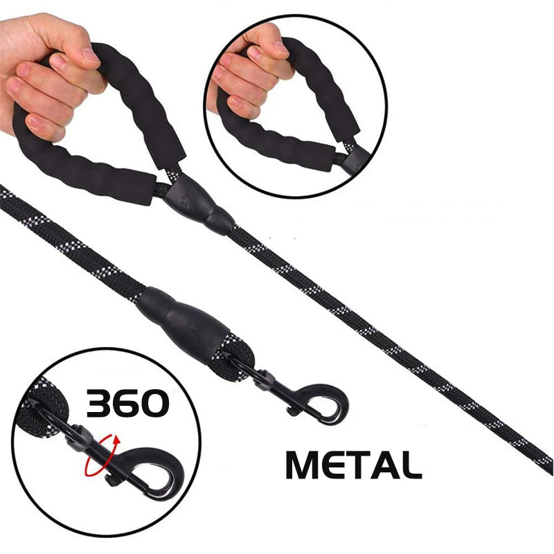 Dual Dog Leash No Tangle Strong Pet Leashes Rope Shock Absorbing Elastic Nylon Lead Reflective for Double Two Small Large Dogs