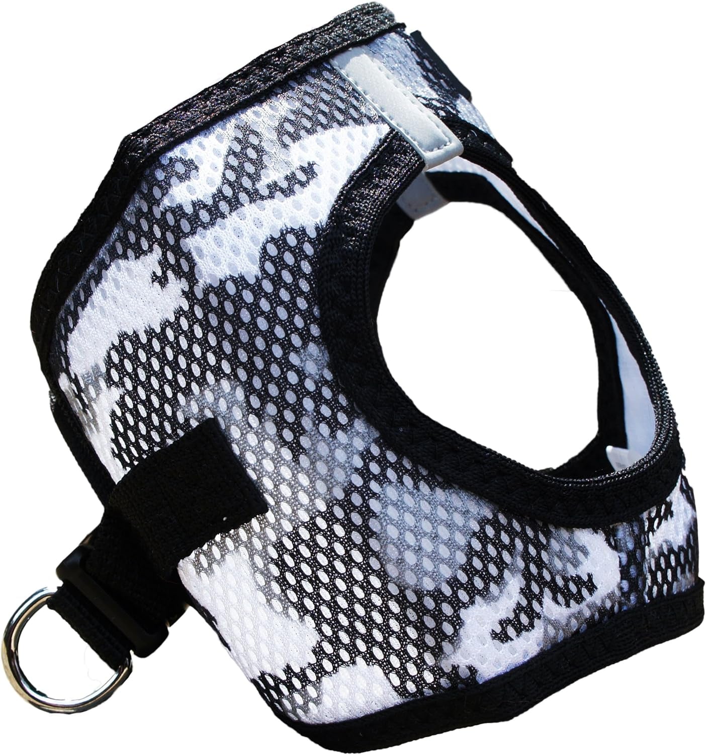 American River Step in Mesh Ultra Choke Free Dog Harness Safety Reflective Strips Camouflage Print Collection - Gray Camo