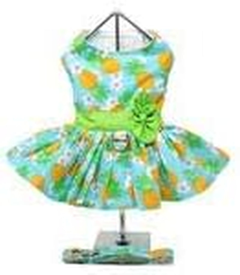 Pineapple Luau Dog Harness Dress with Matching Leash (Medium)