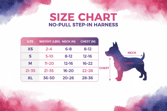 Pink Galaxy Harness Size Chart