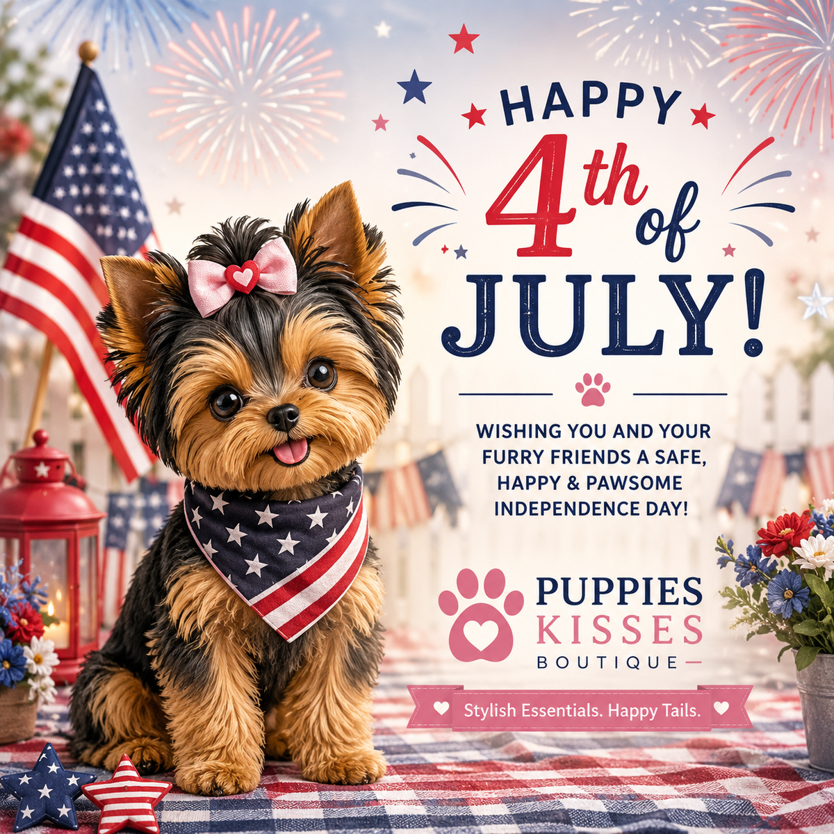 Happy Fourth of July from Puppies Kisses! 🎆🐾
