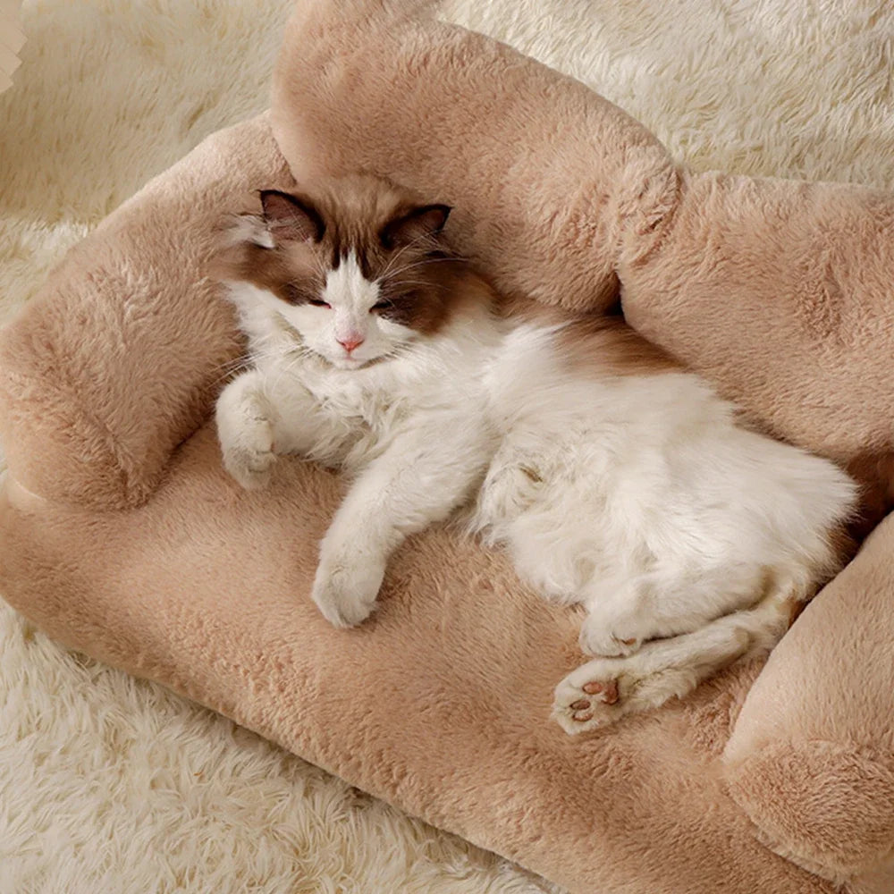 Cat Bed Sofa Winter Warm Foam Neck Pad Nest Beds Pet Deep Sleeping Bed for Small Medium Dogs Comfortable Plush Puppy Supplies