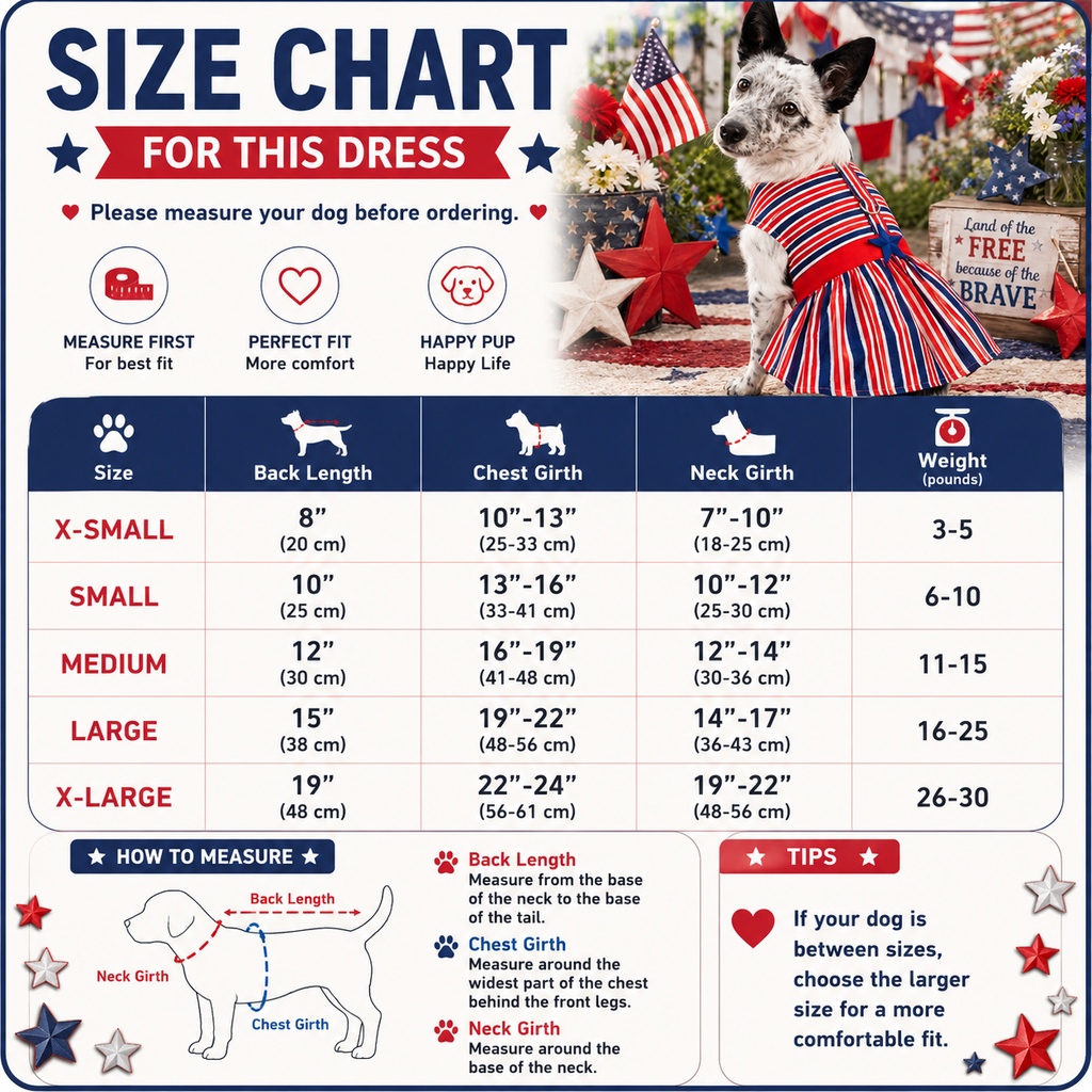 Patriotic Dog Dress with Matching Leash