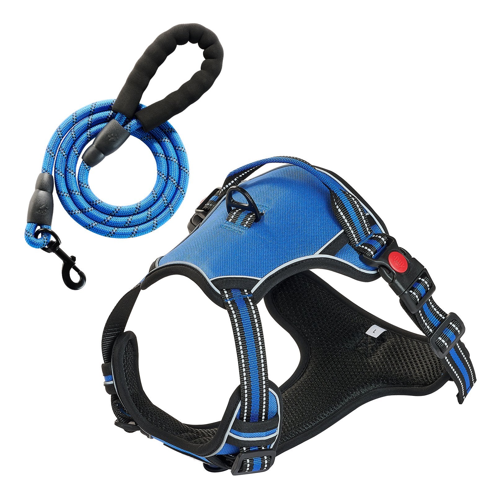 No-Pull Adjustable Dog Vest Harness with Leash & Reflective Stitching