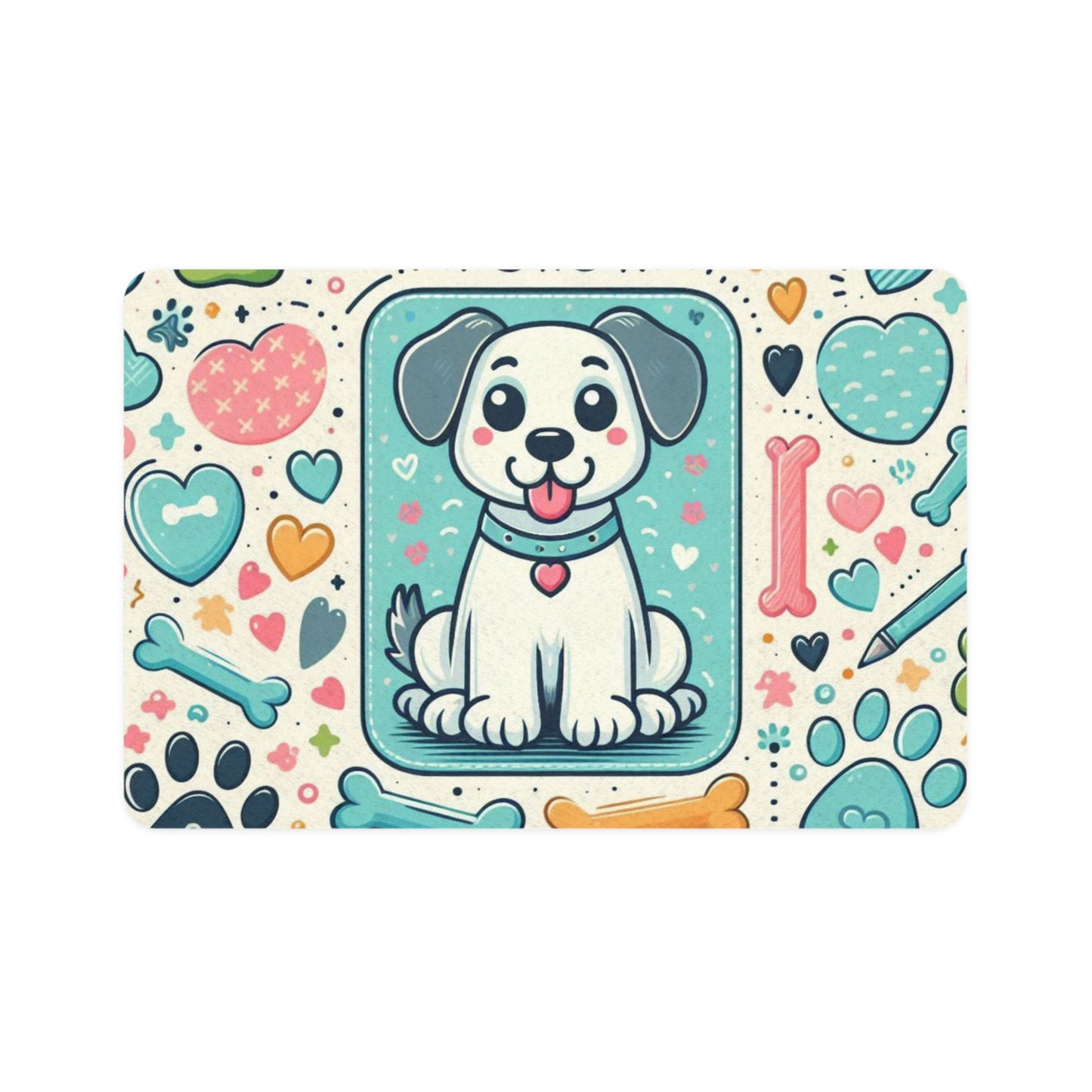Cute Puppy Design Pet Food Mat (12x18)