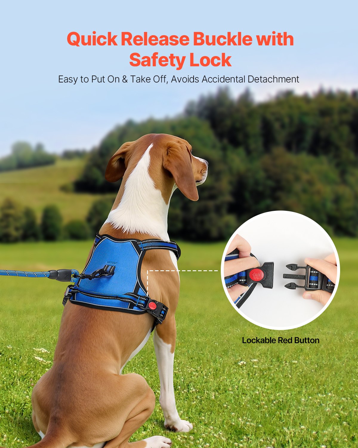 No-Pull Adjustable Dog Vest Harness with Leash & Reflective Stitching