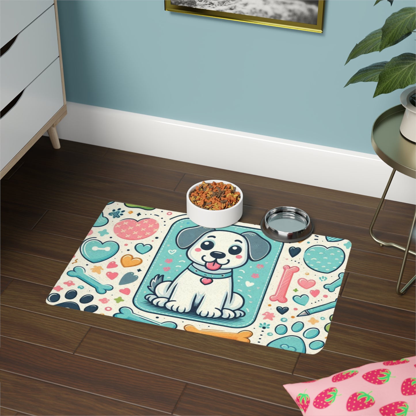 Cute Puppy Design Pet Food Mat (12x18)