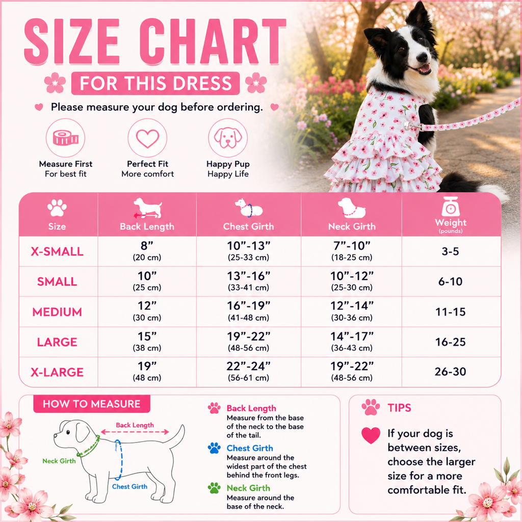 Spring Wildflower Dog Dress with Matching Leash
