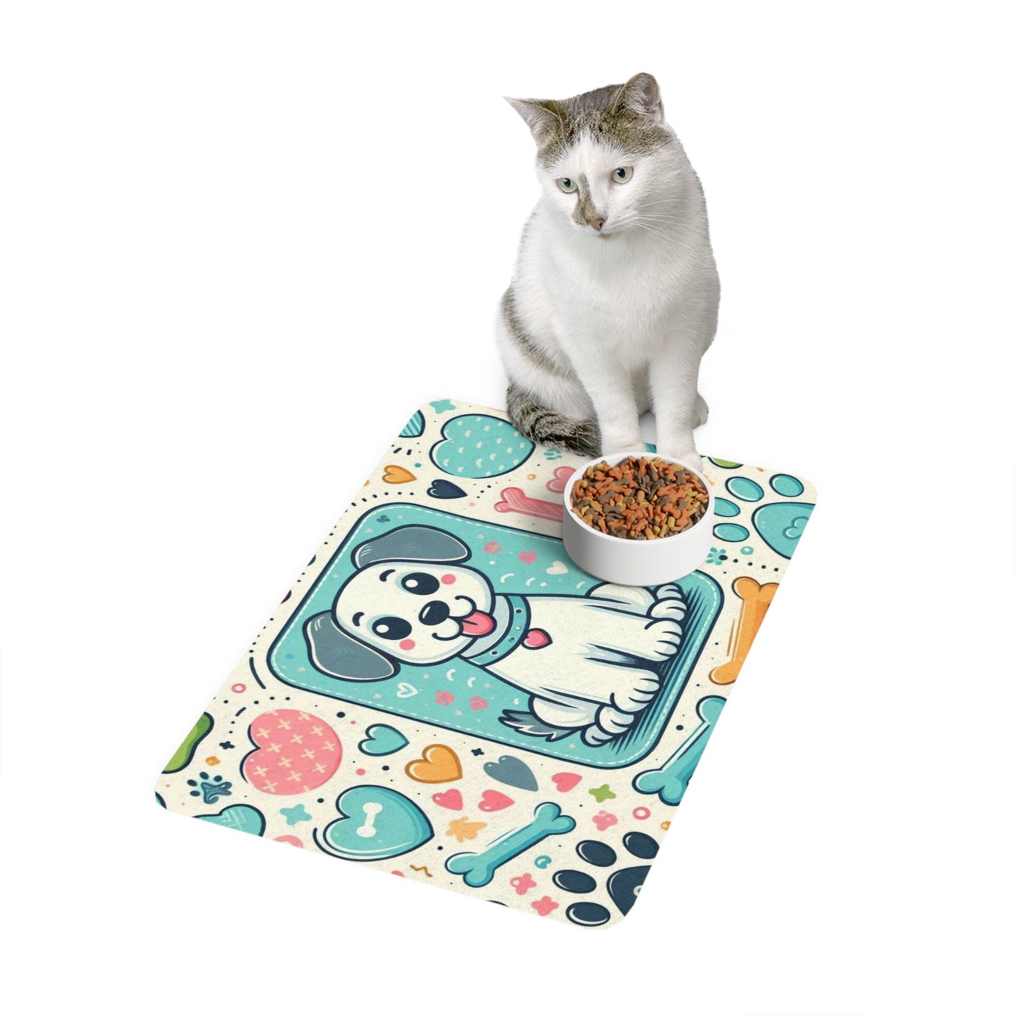 Cute Puppy Design Pet Food Mat (12x18)