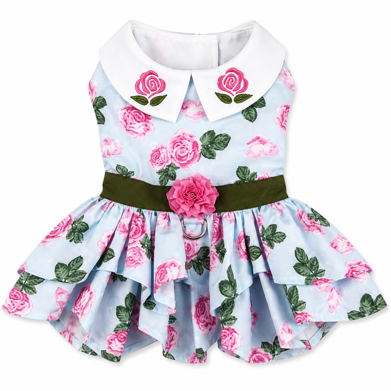 Pink Rose Harness Dress with Matching Leash