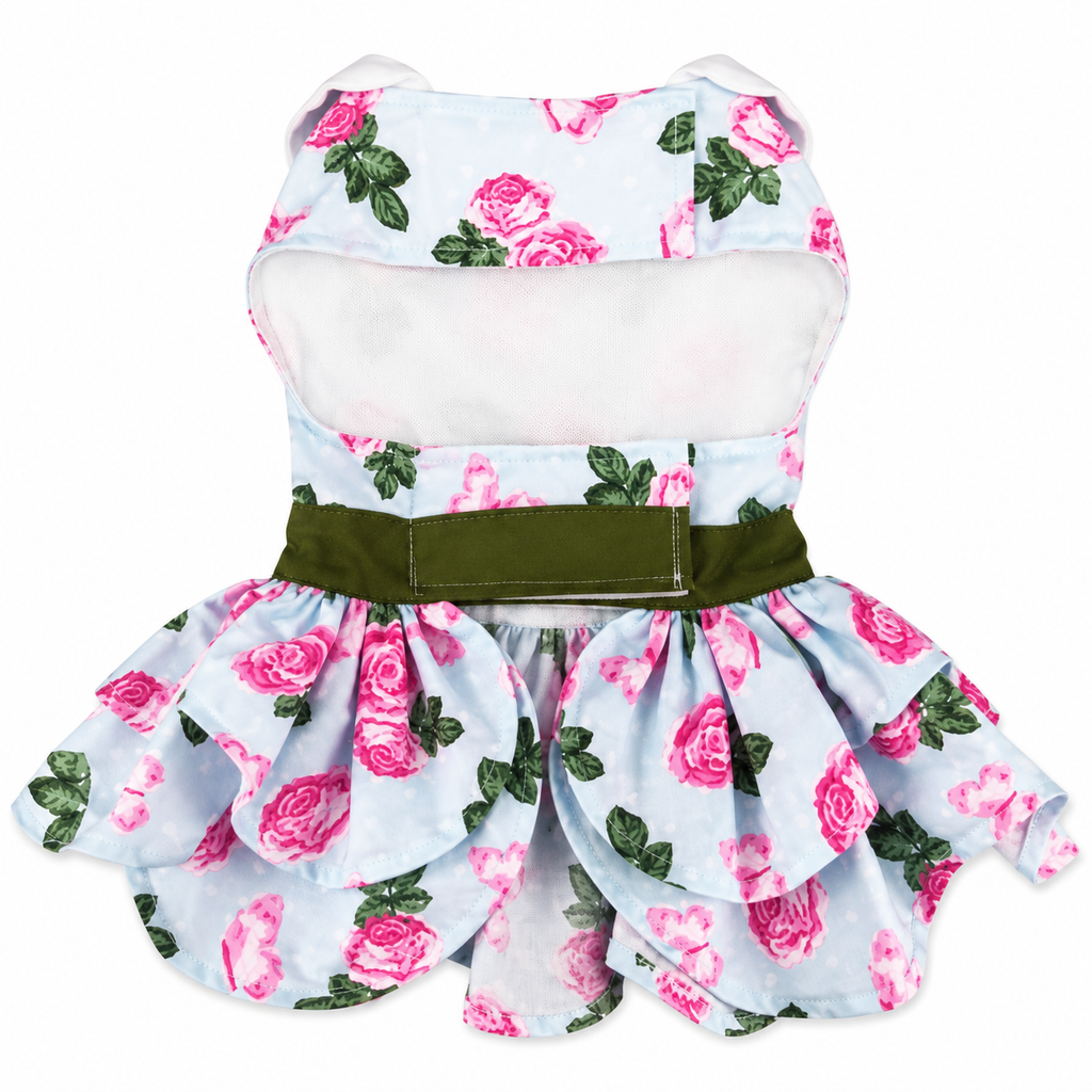 Pink Rose Harness Dress with Matching Leash