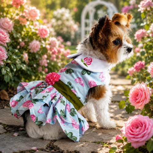 Pink Rose Harness Dress with Matching Leash