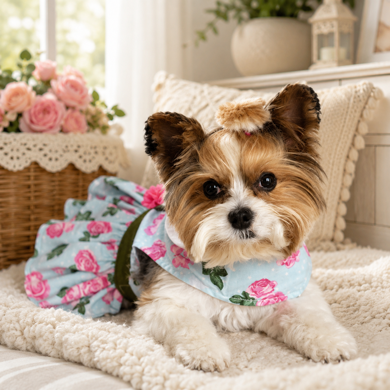 Pink Rose Harness Dress with Matching Leash