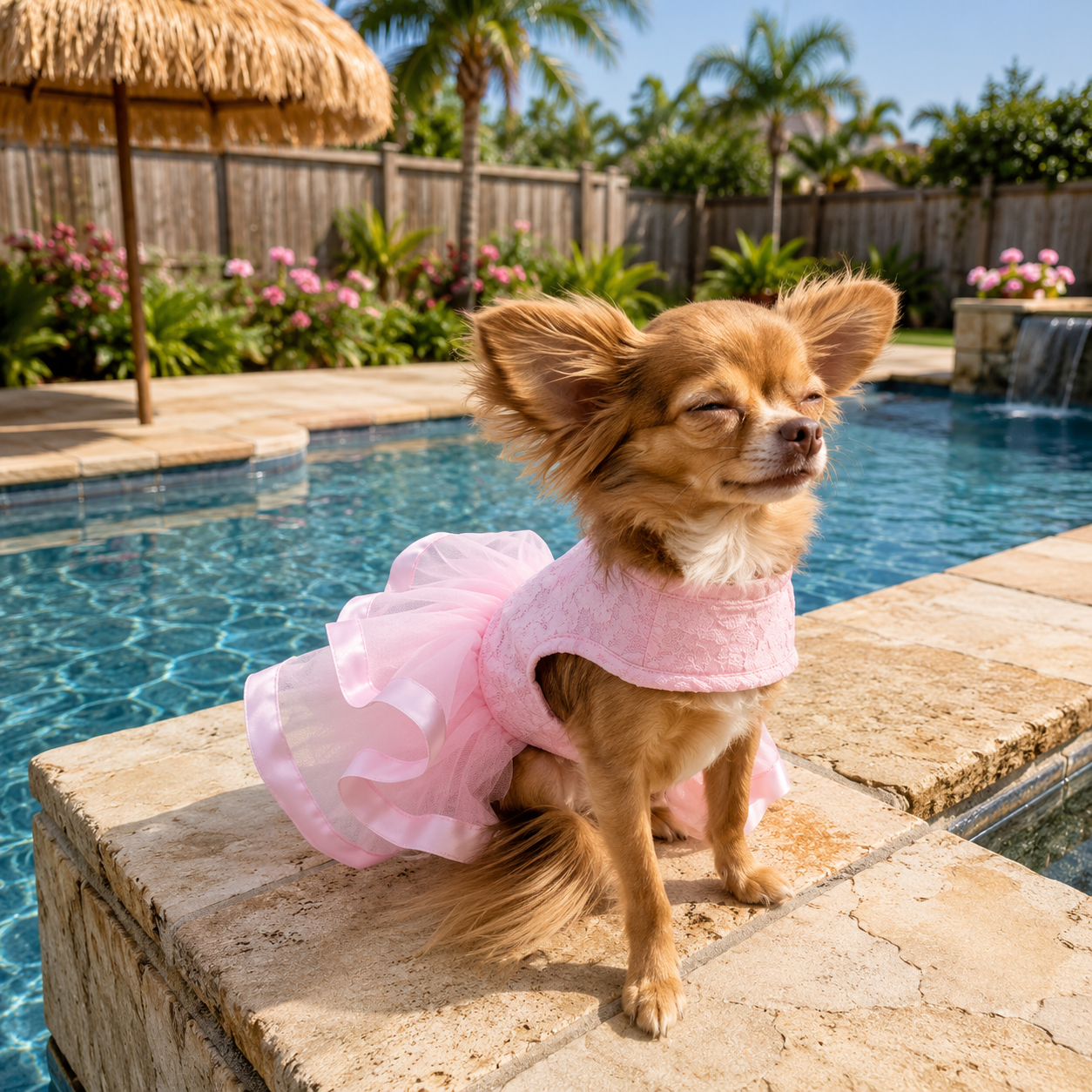 Pink Lace & Ruffles Dog Dress with Matching Leash