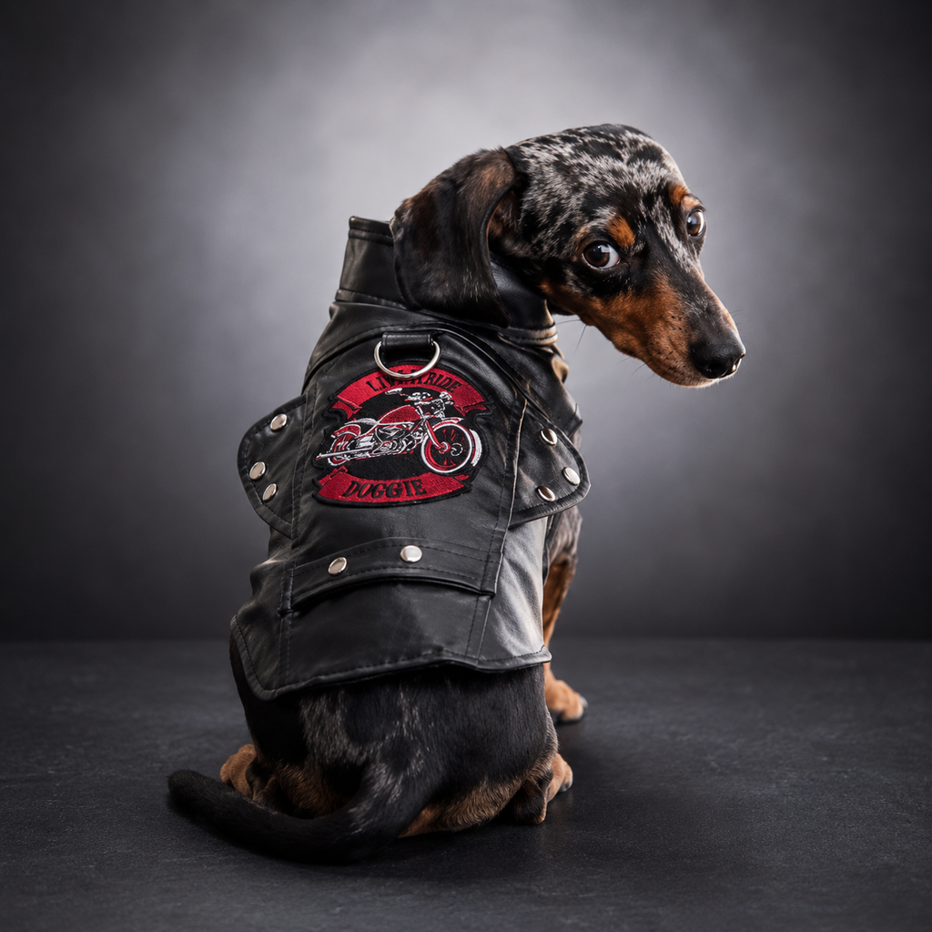 Biker Dawg Motorcycle Dog Jacket - Black