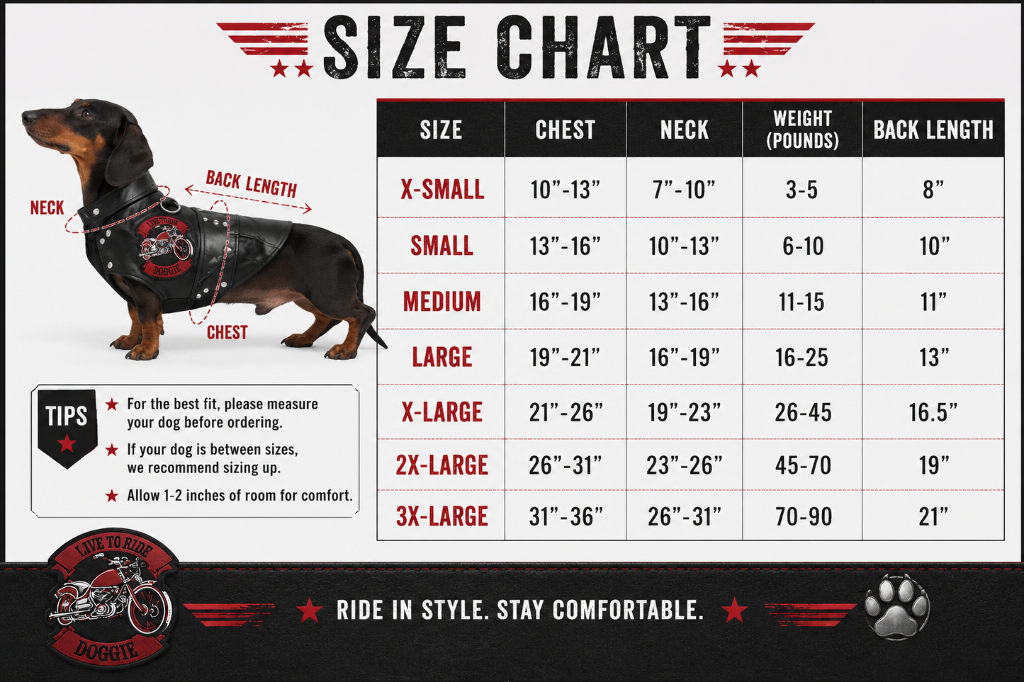 Biker Dawg Motorcycle Dog Jacket - Black