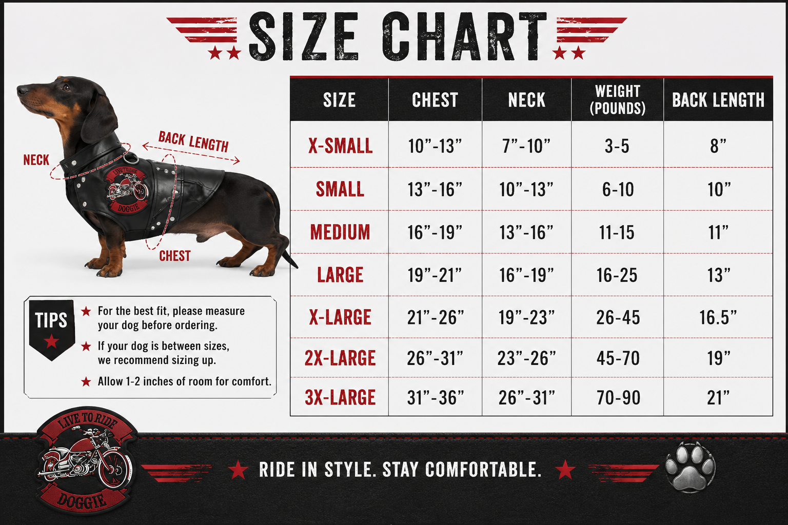 Biker Dawg Motorcycle Dog Jacket - Black