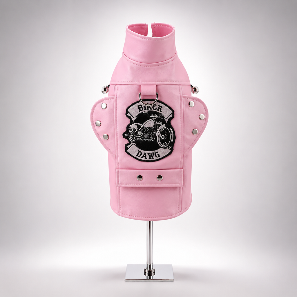 Biker Dawg Motorcycle Dog Jacket - Pink