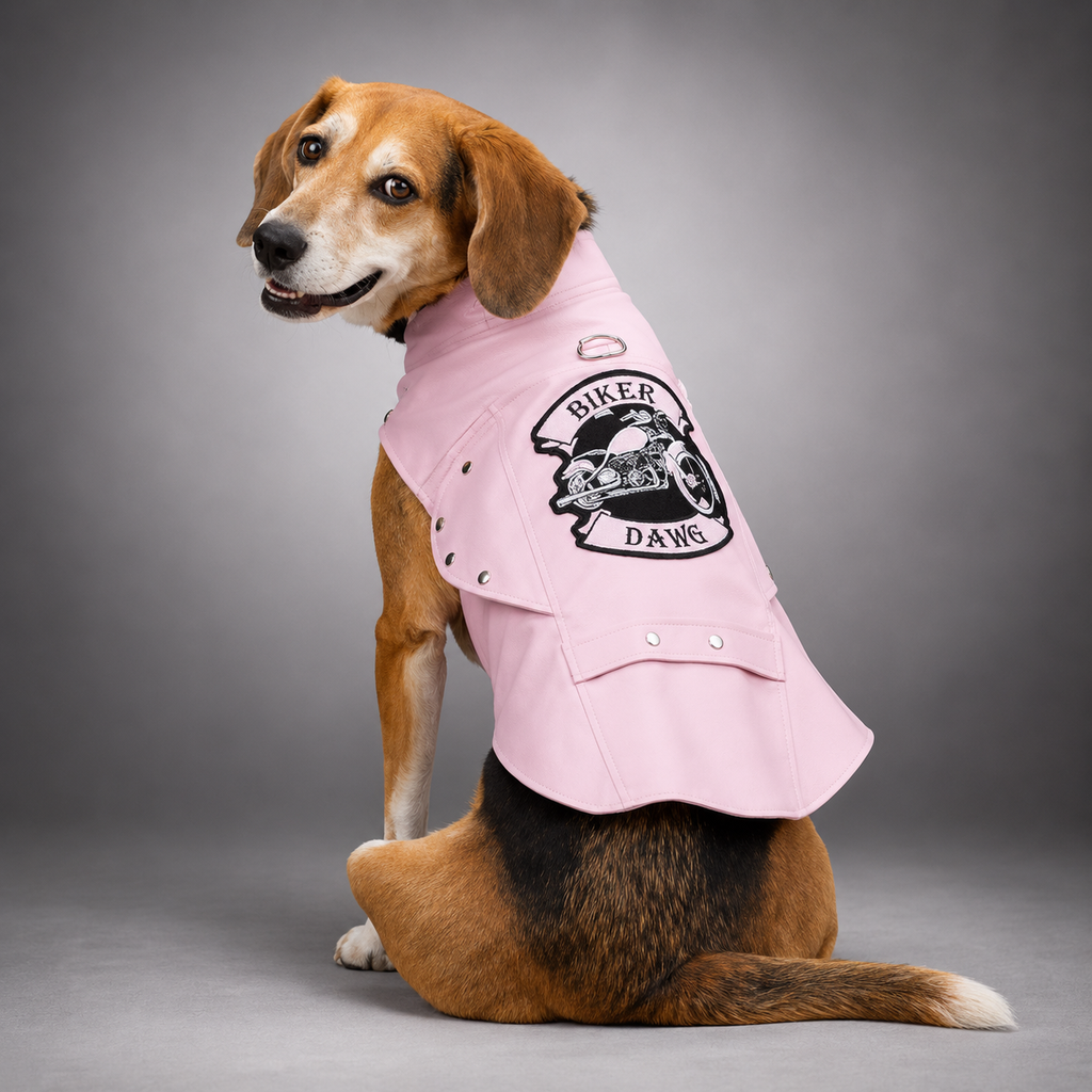 Biker Dawg Motorcycle Dog Jacket - Pink