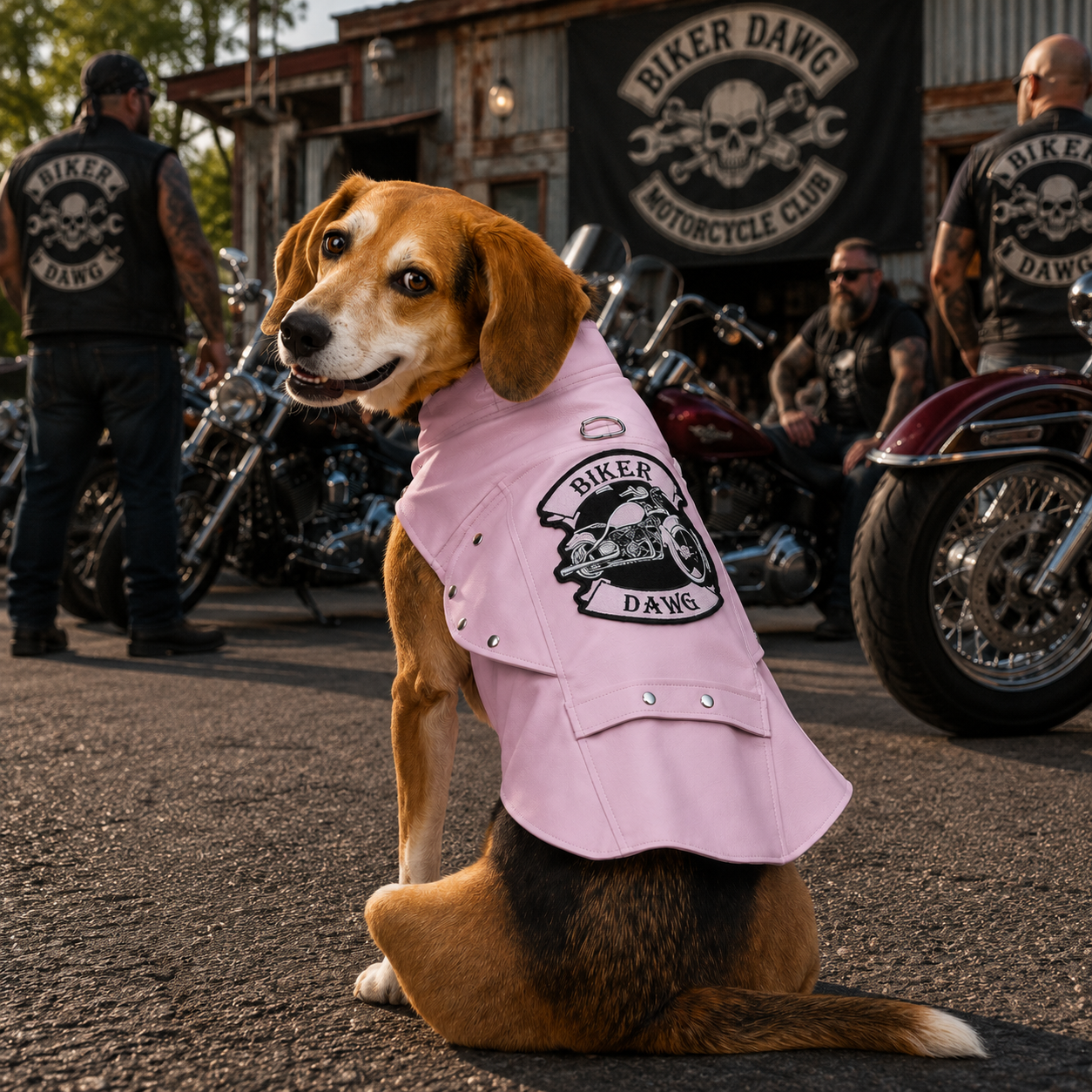 Biker Dawg Motorcycle Dog Jacket - Pink