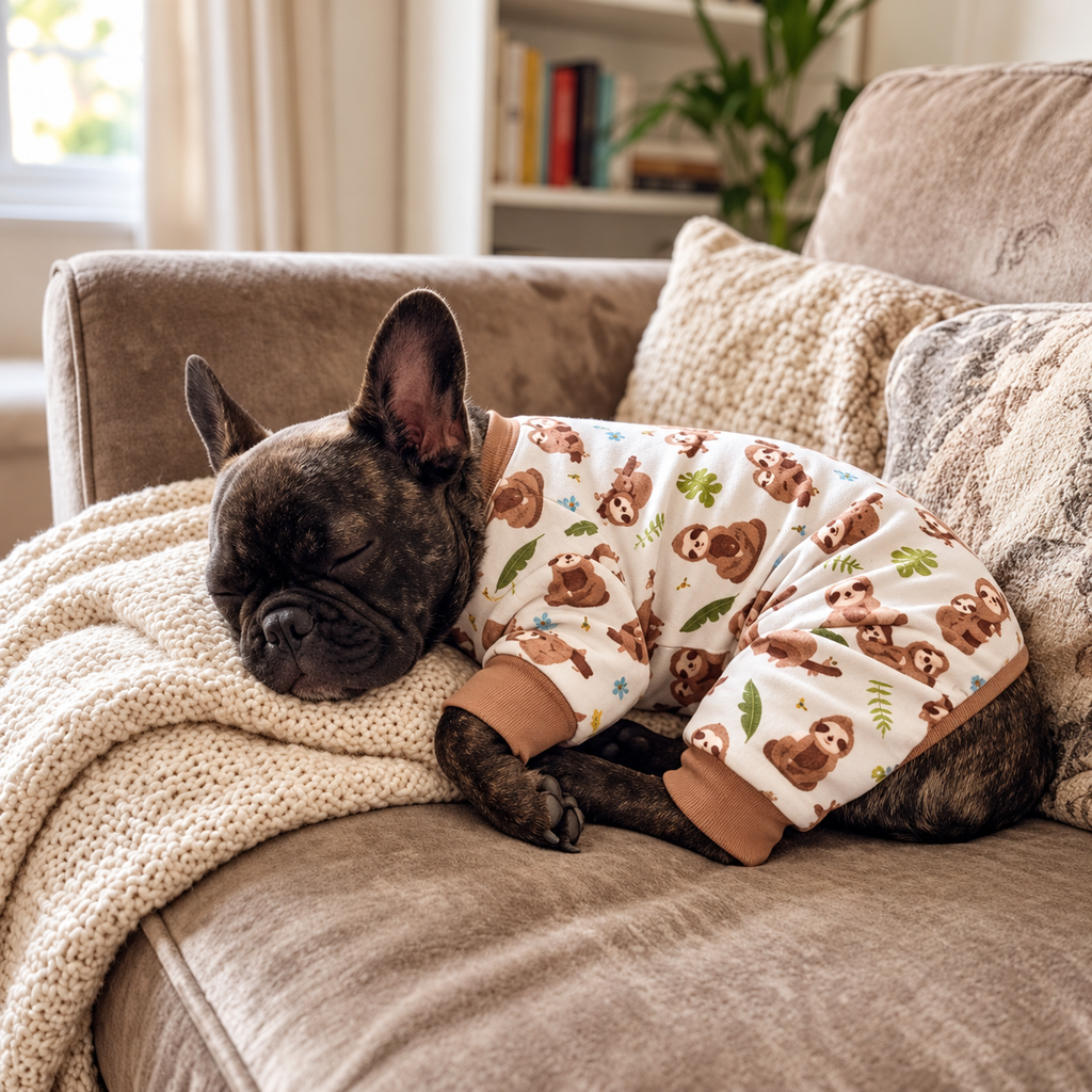 Soft Sloth Print Dog Pajamas