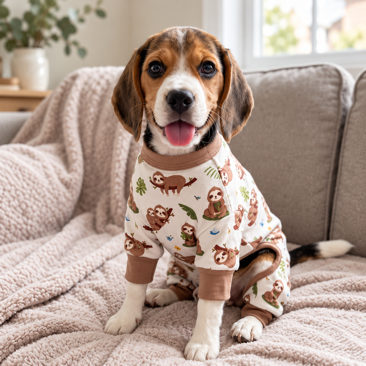 Soft Sloth Print Dog Pajamas