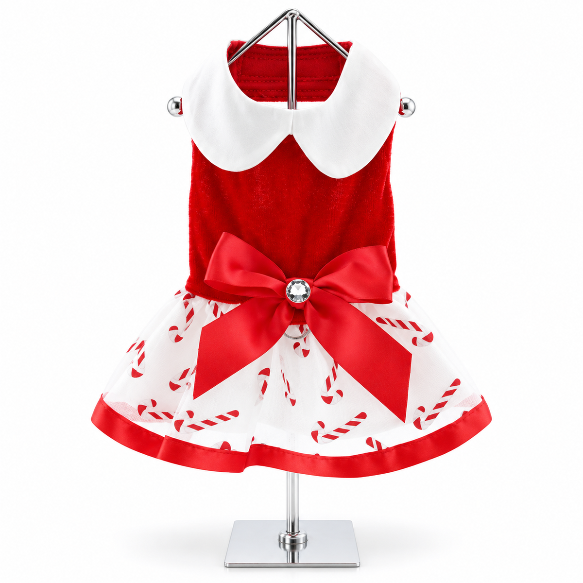 Candy Canes Holiday Dog Harness Dress with Matching Leash