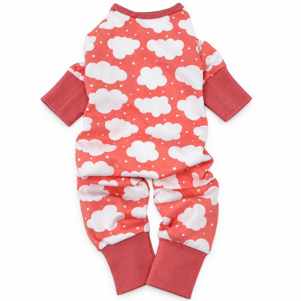 CuddlePup Dog Pajamas – Fluffy Clouds Coral