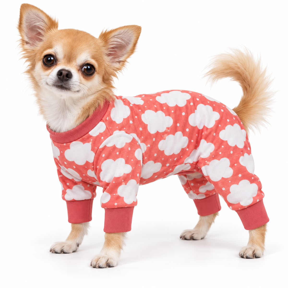 CuddlePup Dog Pajamas – Fluffy Clouds Coral