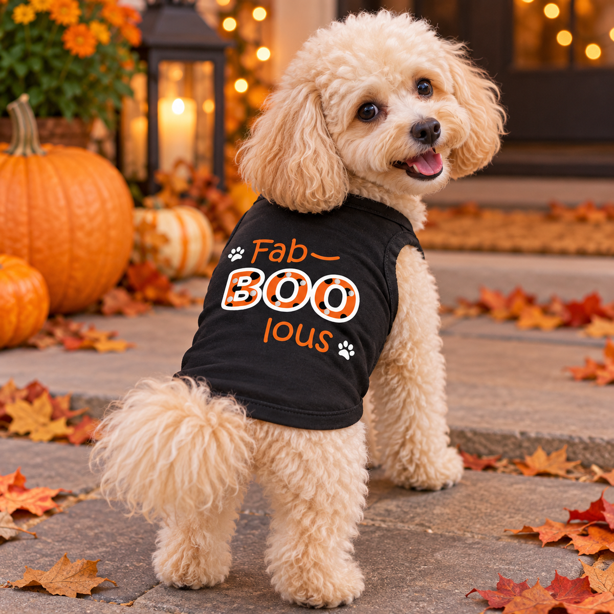 Fab-BOO-lous Halloween Dog Shirt – Black