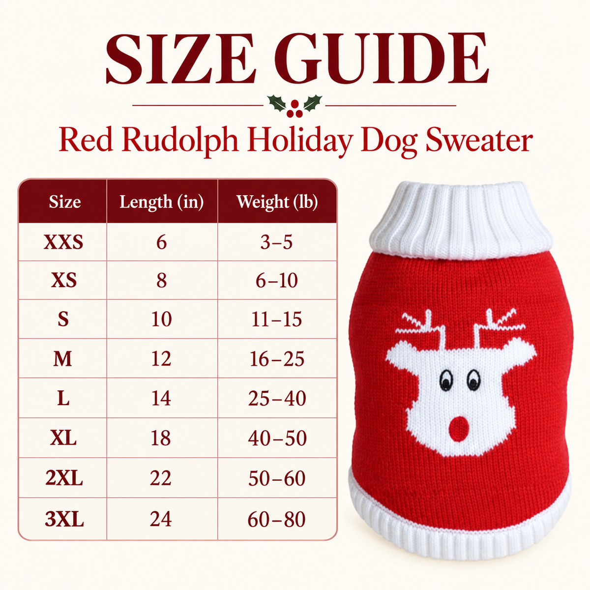 Red Rudolph Cotton Holiday Dog Sweater