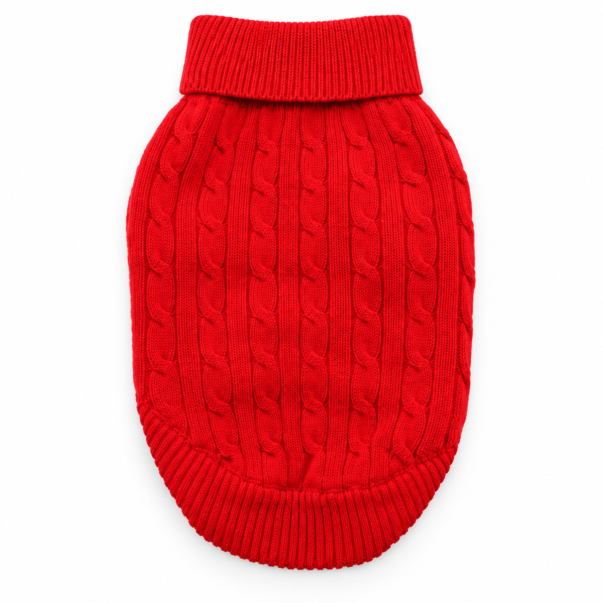 Combed Cotton Cable Knit Dog Sweater – Fiery Red