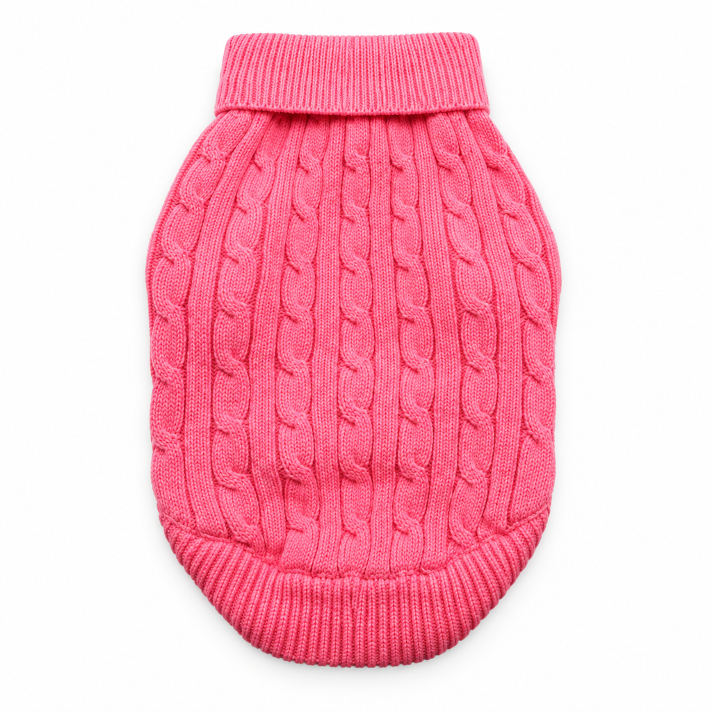 Cotton Cable Knit Dog Sweater – Candy Pink