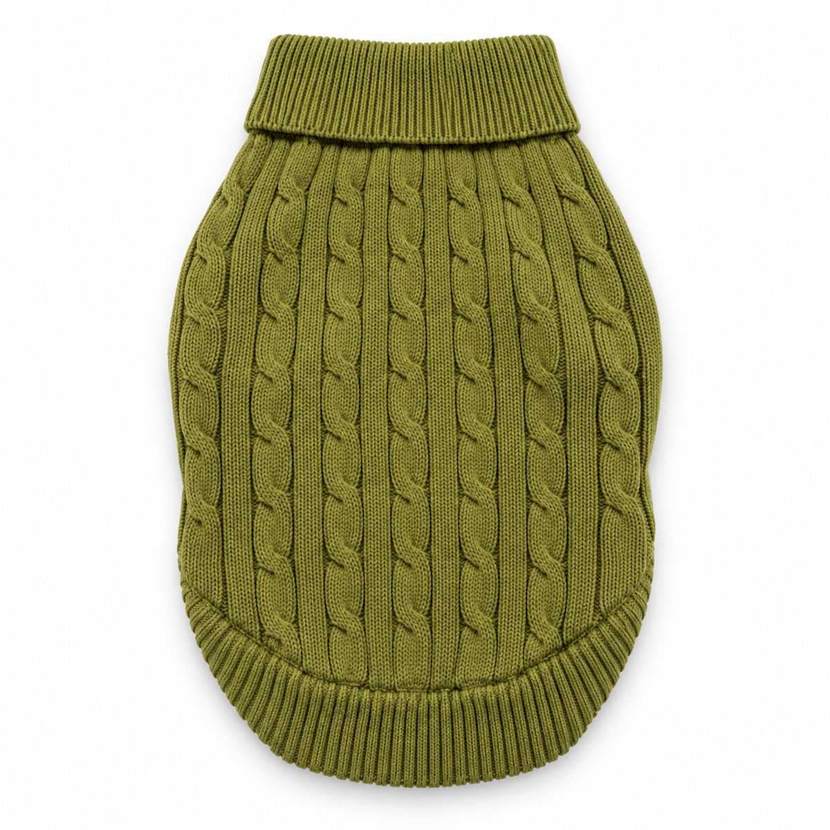 Cotton Cable Knit Dog Sweater – Herb Green