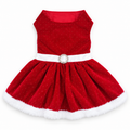 Christmas Holiday Dog Harness Dress – Red Velvet Sparkle