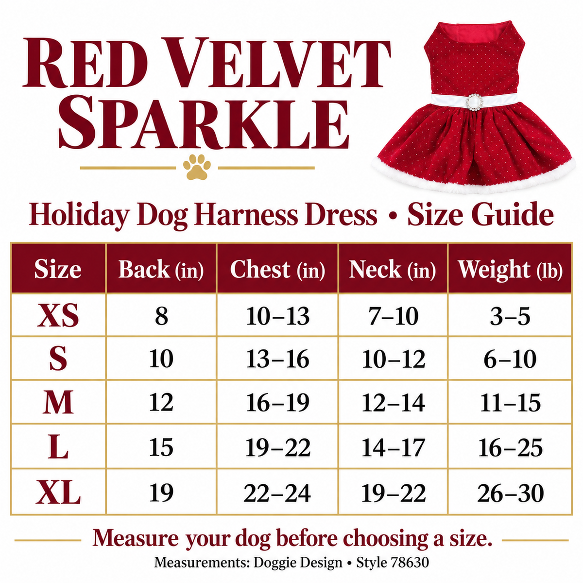 Christmas Holiday Dog Harness Dress – Red Velvet Sparkle