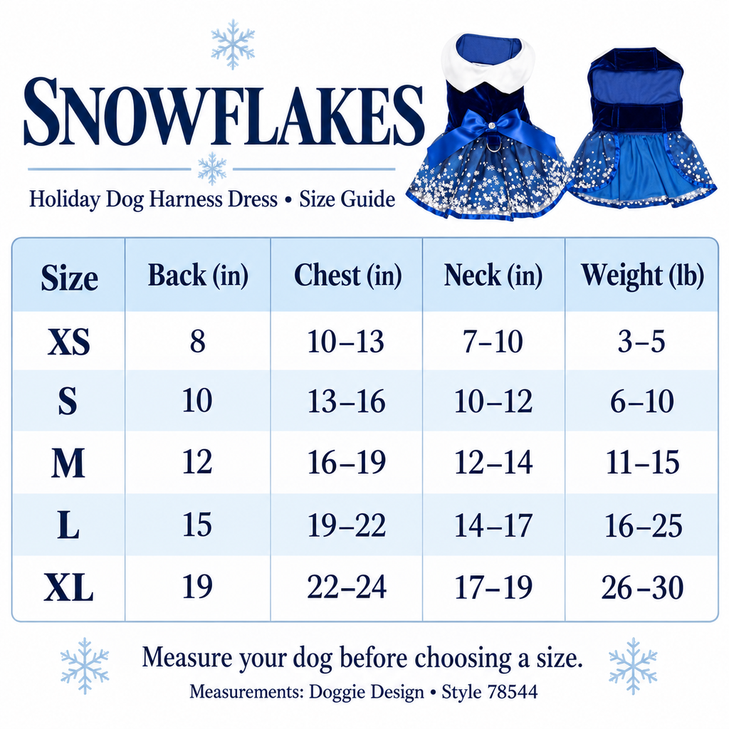 Holiday Dog Harness Dress – Snowflakes