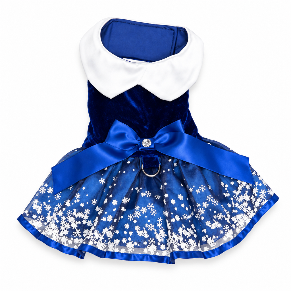 Holiday Dog Harness Dress – Snowflakes