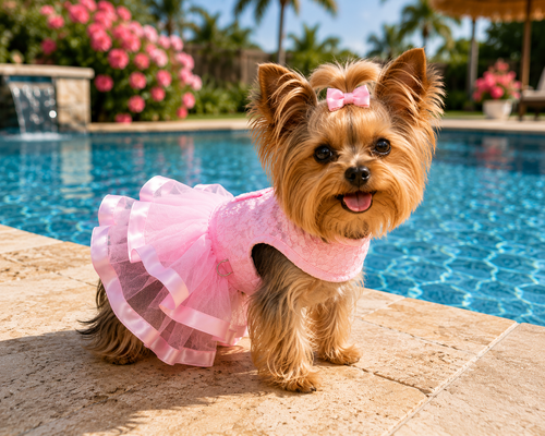 Pink Lace & Ruffles Dog Dress with Matching Leash
