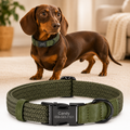 Custom Engraved Nylon Dog Collar with Name Buckle – Adjustable for Small to Large Dogs
