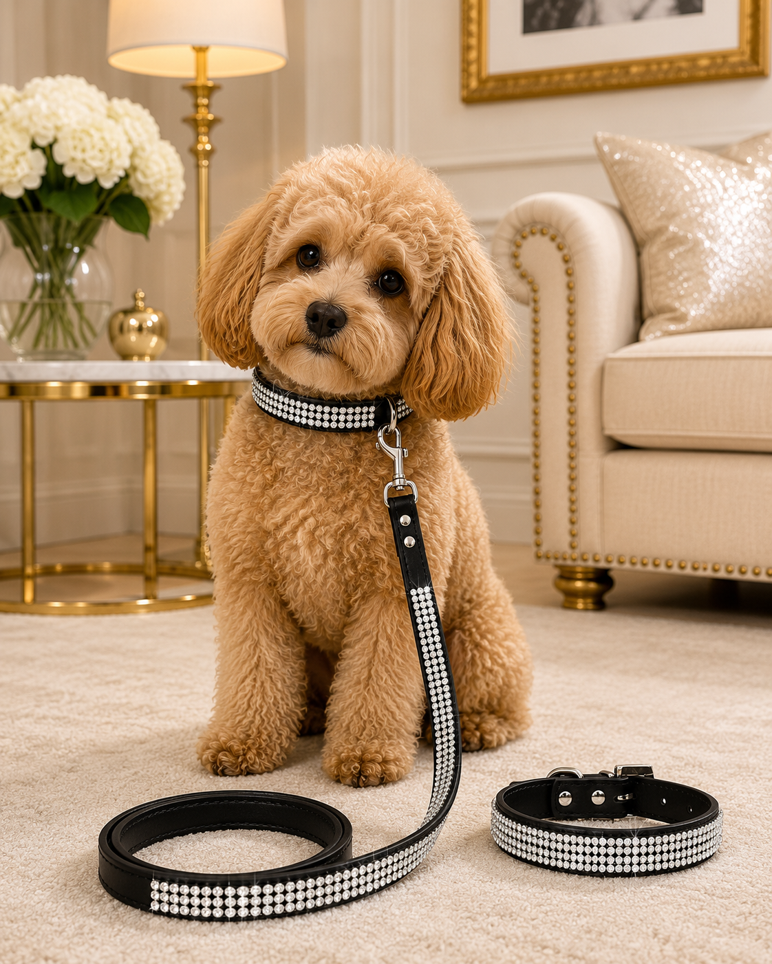Bling Rhinestone Dog Collar & Leash Set