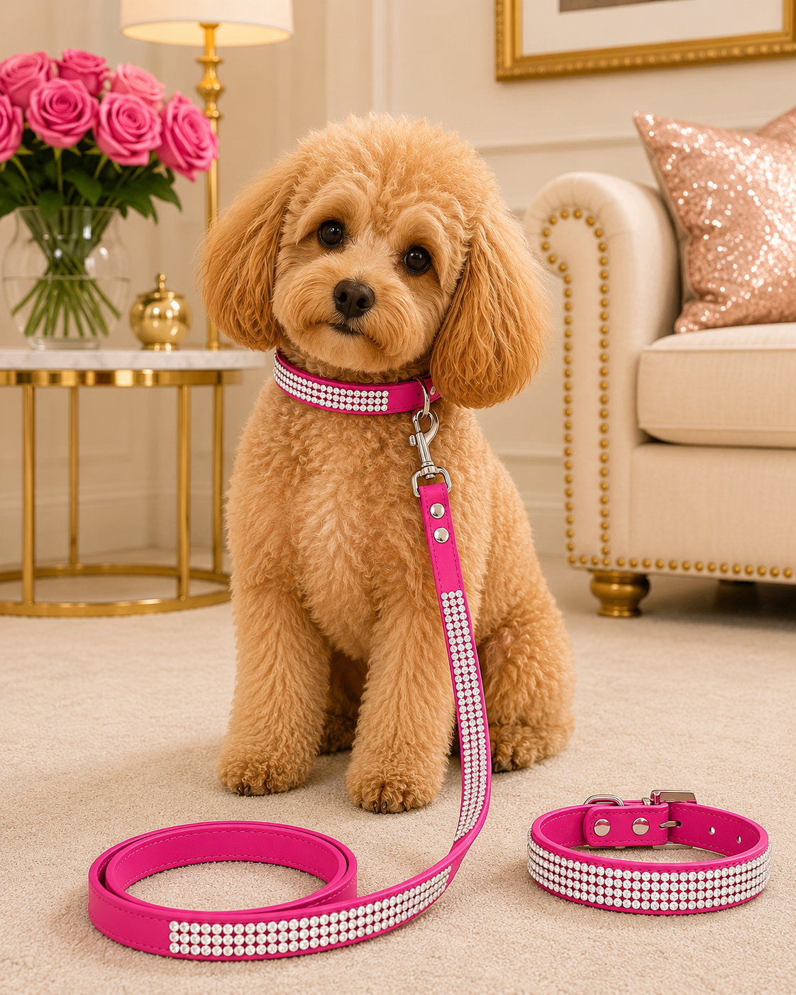 Bling Rhinestone Dog Collar & Leash Set
