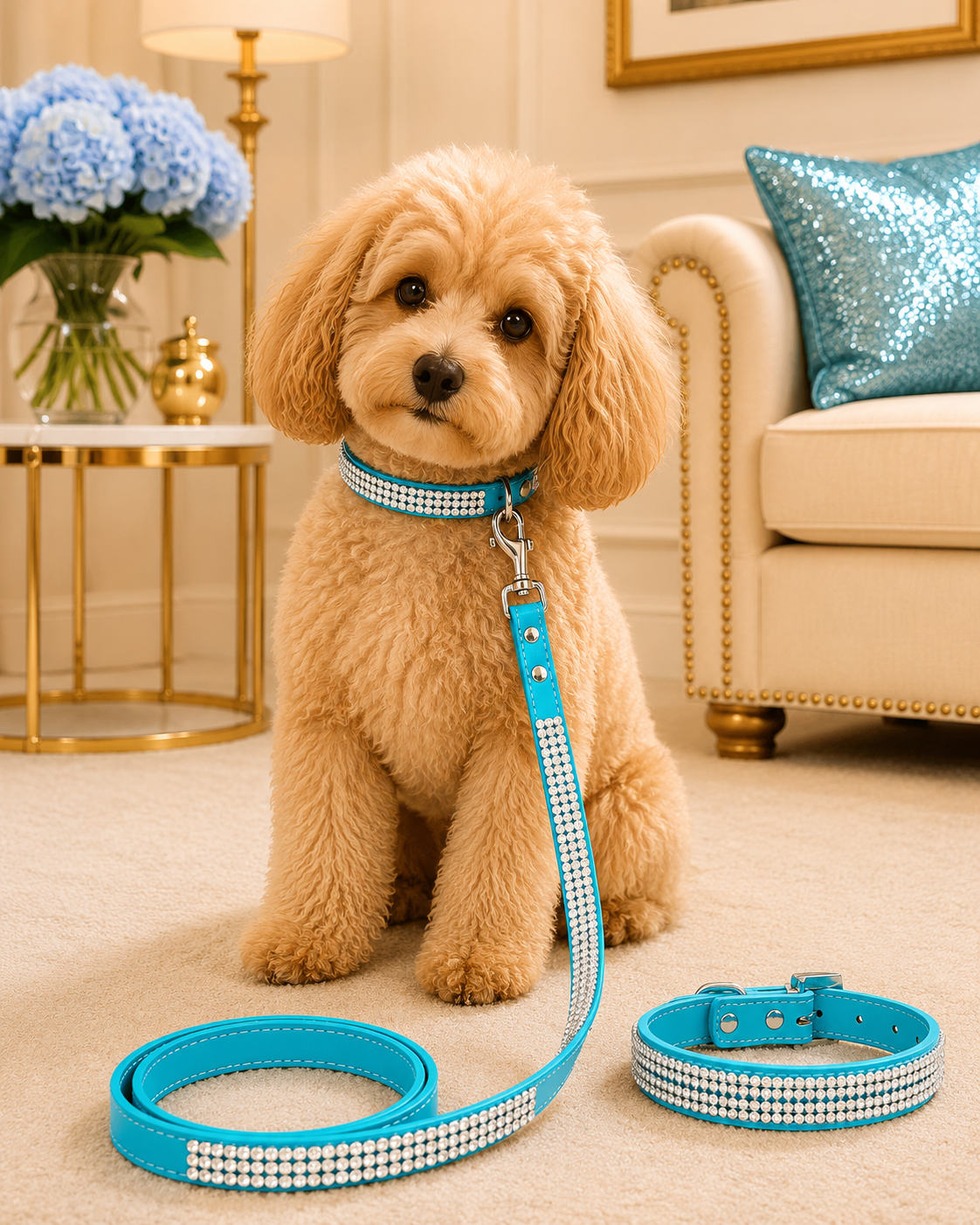 Bling Rhinestone Dog Collar & Leash Set