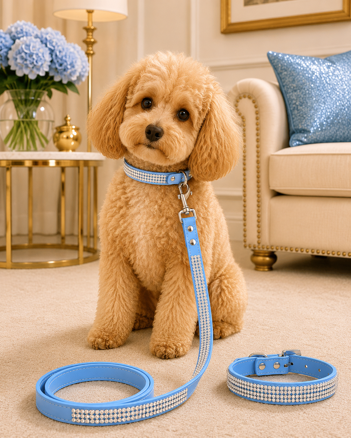 Bling Rhinestone Dog Collar & Leash Set