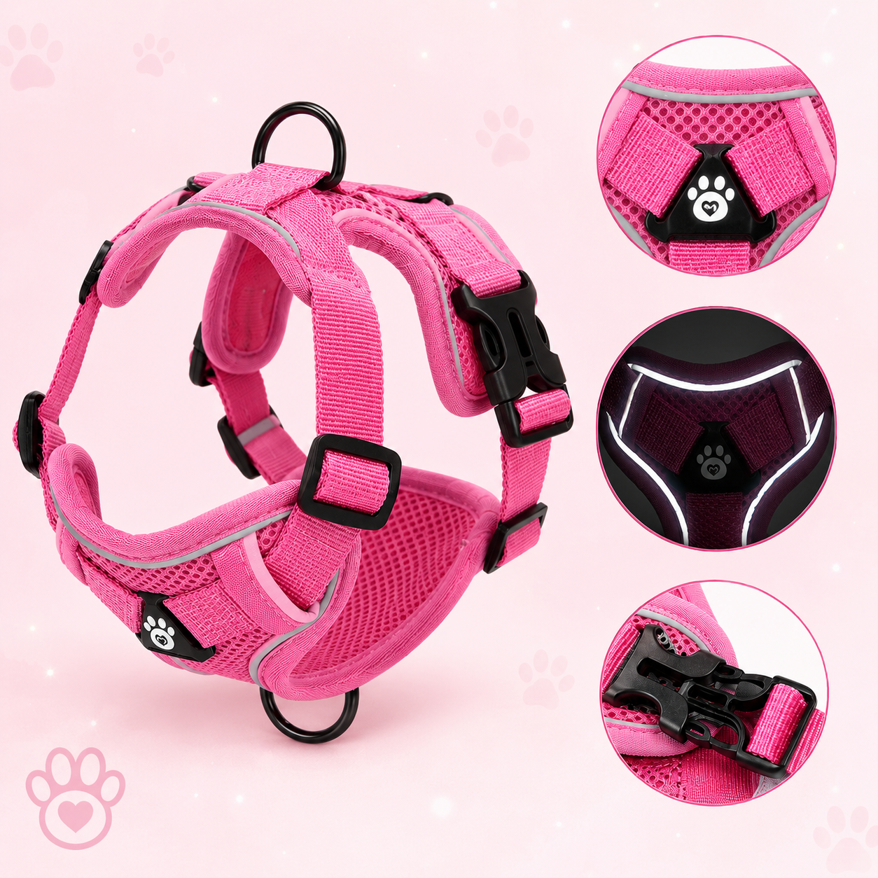 Reflective Dog Harness & Leash Set – Adjustable Vest for Small & Medium Dogs