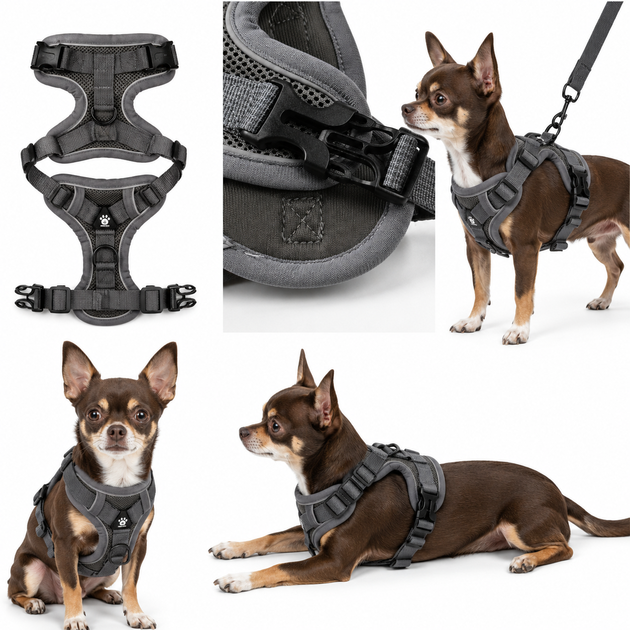 Reflective Dog Harness & Leash Set – Adjustable Vest for Small & Medium Dogs