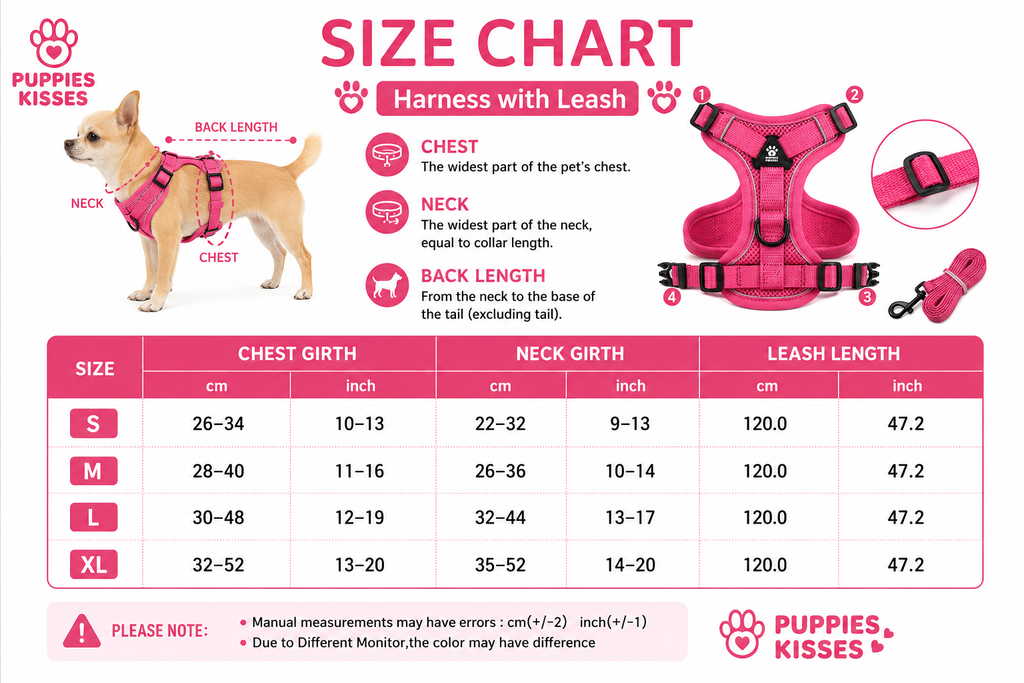 Reflective Dog Harness & Leash Set – Adjustable Vest for Small & Medium Dogs