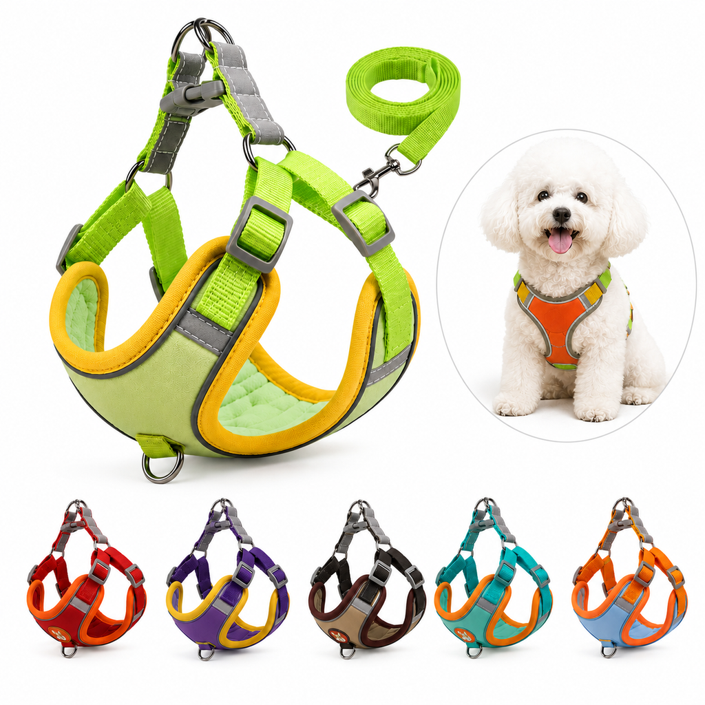 Reflective Dog Harness & Leash Set – Breathable Chest Strap Vest for Walking & Running